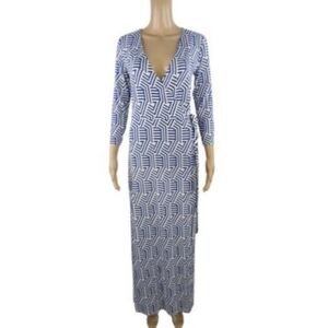 Boden Navy and White Patterned Maxi Dress